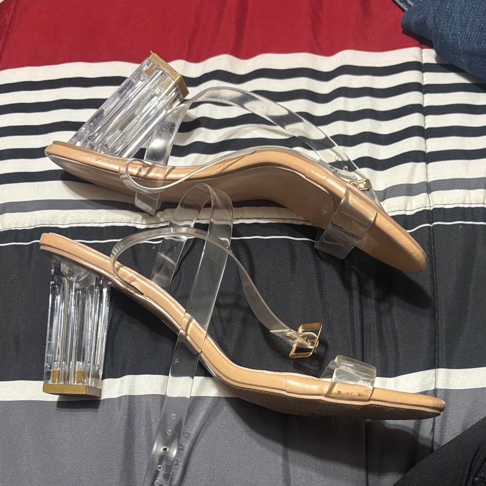 Clear block heels